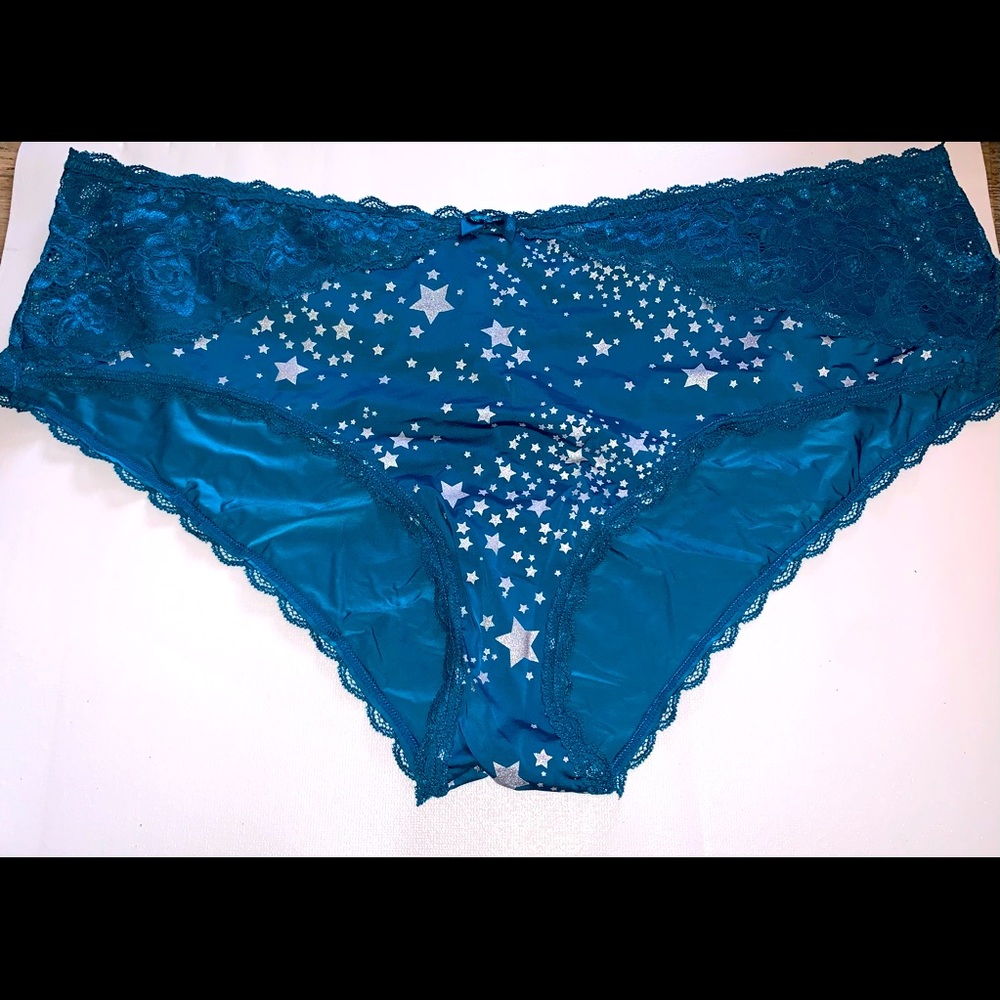 LIKE NEW Torrid Cheeky Panty 2X in Teal/Silver Stars - MATCHING BRA IN CLOSET